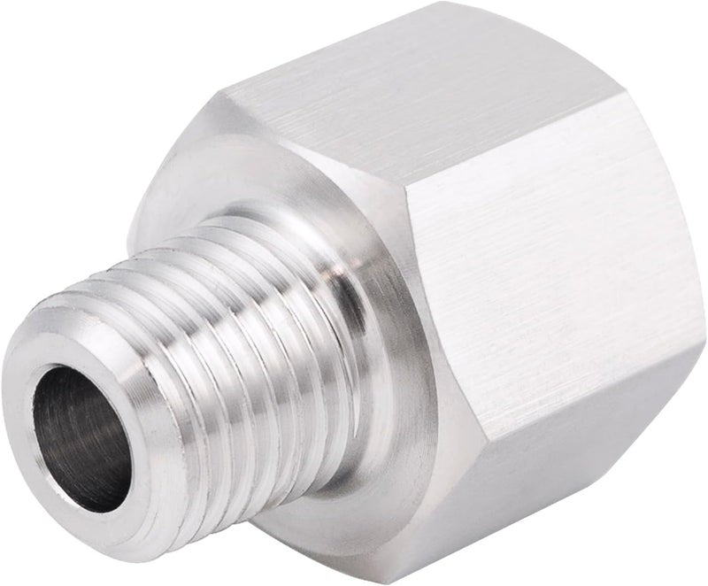 Goldpea Stainless Steel 304 M14*1.5 Female Thread x 1/8" NPT Male Adapter Metric Convert NPT Pipe Fiiting for Pressure Gage 1pc - Image 1